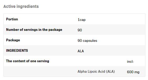 ALA/alfa lipoična kiselina 600 mg - 90 kapsula