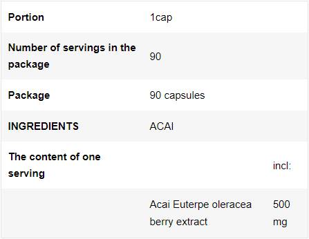 Acai Berry 500 mg - 90 kapsula