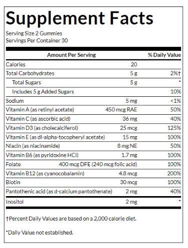 Multivitaminski gumeni bomboni za odrasle | Breskva, naranča & Jagoda - 60 tableta za žvakanje