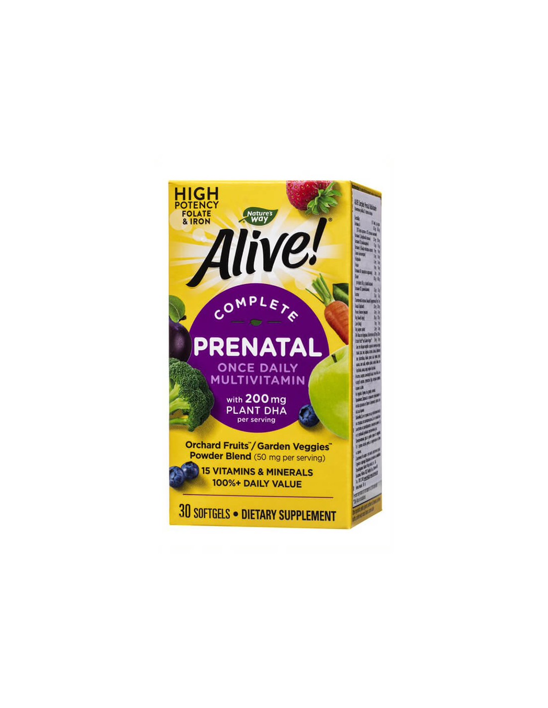 <tc>Alive</tc>Potpuni prenatalni multivitamin <tc>Alive</tc>! - Multivitamini za trudnice i dojilje (s biljnim DHA), 30 mekih kapsula Nature's Way