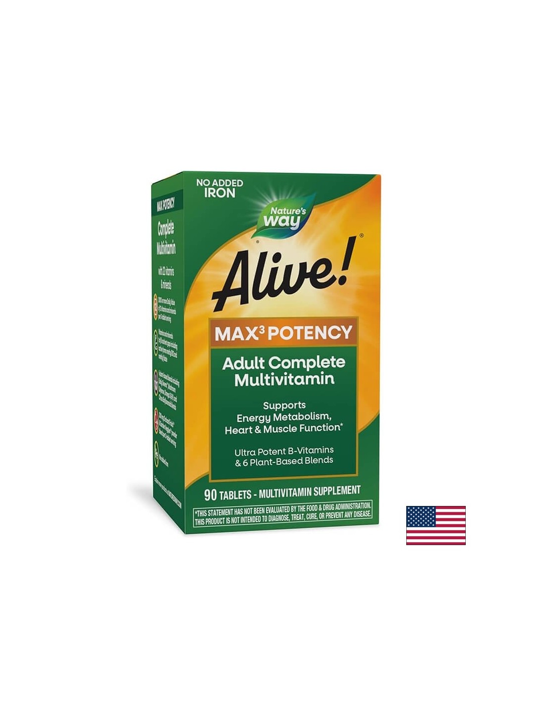 <tc>Alive</tc>!® Max6 Max Potency multivitamin (bez željeza) <tc>Alive</tc>!/Multivitamini maksimalne jačine (bez dodanog željeza), 90 kapsula Nature's Way
