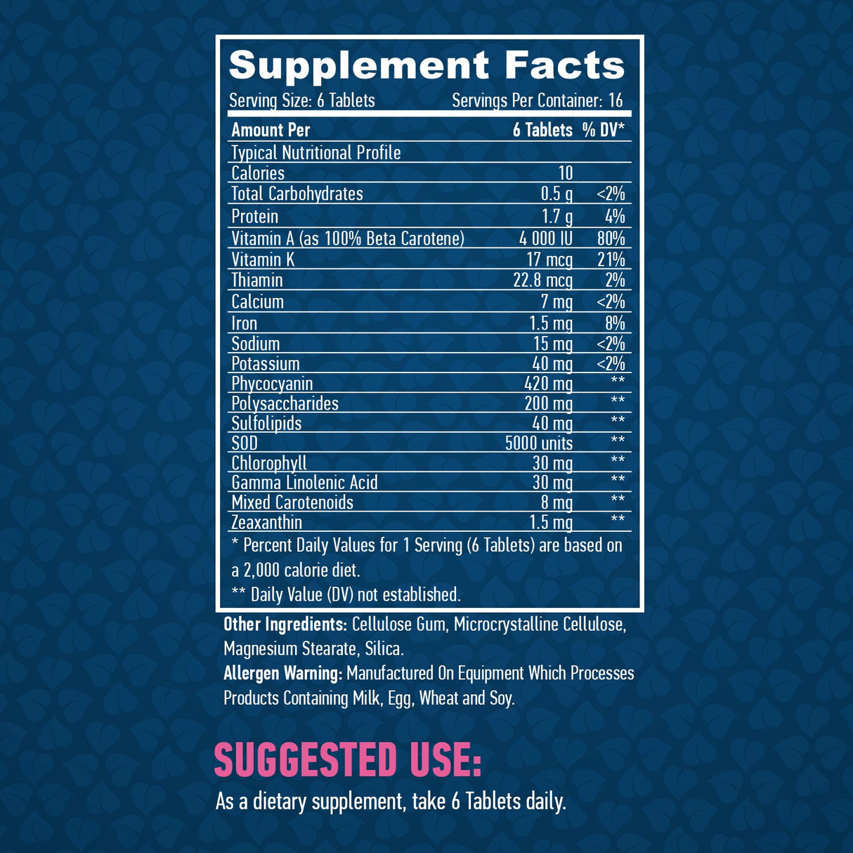 Potpuno prirodna spirulina 500 mg./100 kartica.