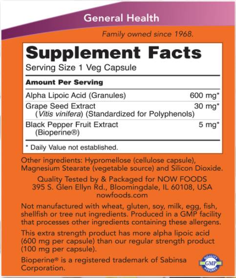 Alfa lipoična kiselina 600 mg/Extra Strength - 120 kapsula