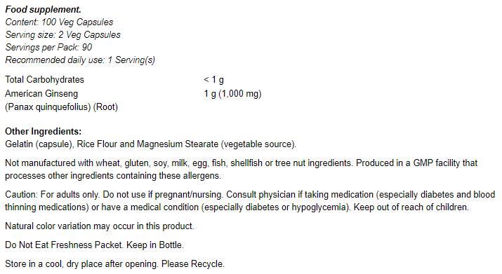 Američki ginseng 500 mg - 100 kapsula