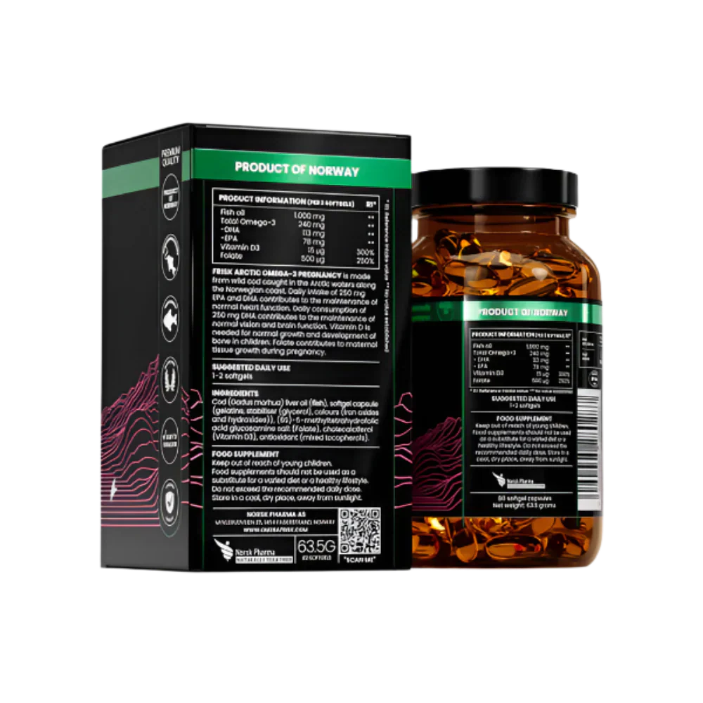 Arctic Pregnancy – Omega-3 za trudnice – 100% divlji bakalar iz Norveške – 80 kapsula