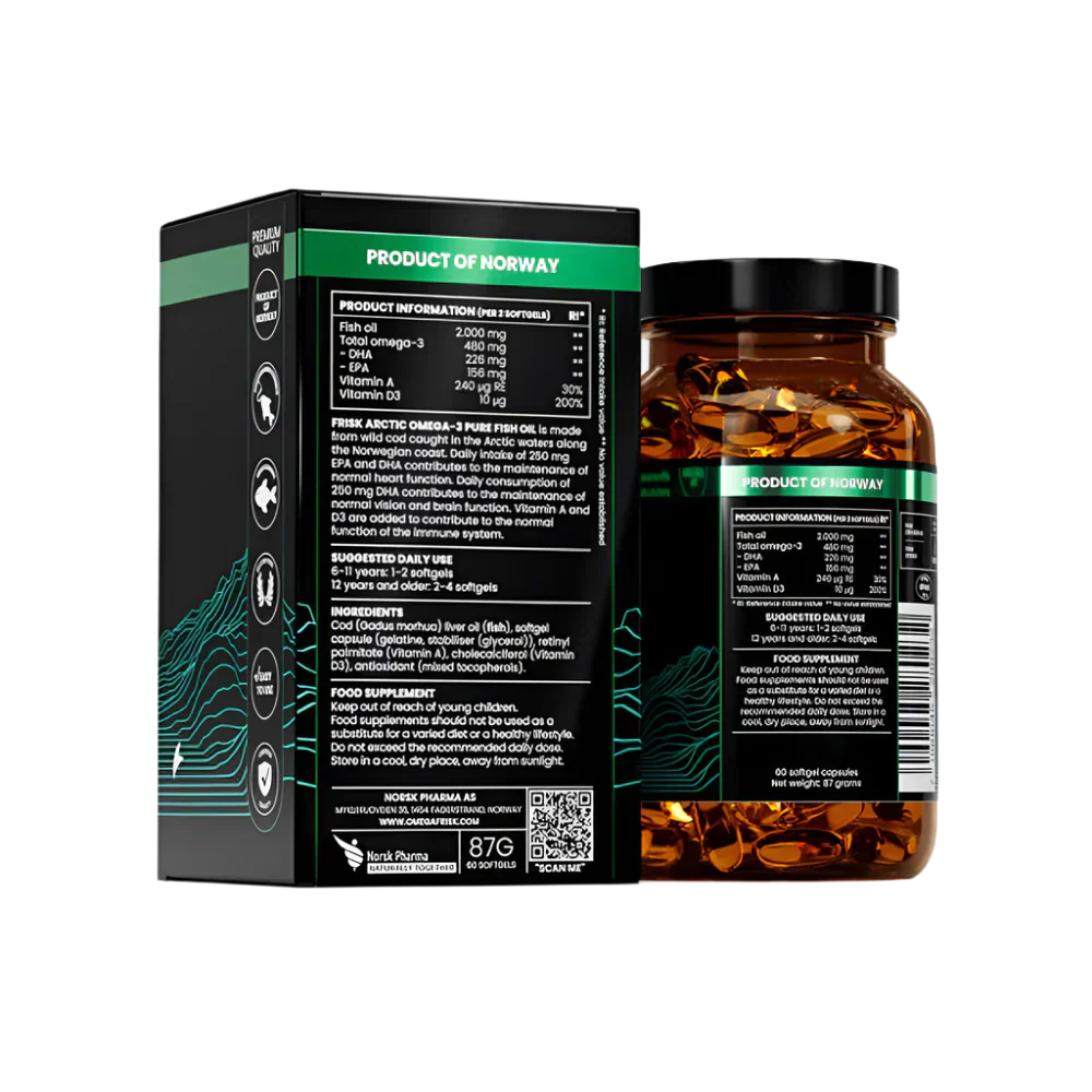 Arctic Pure – Omega-3 iz 100% divljeg arktičkog bakalara – 60 kapsula