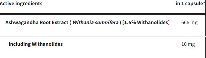 Ashwagandha 666 mg | s 1,5% Withanolides - 60 kapsula