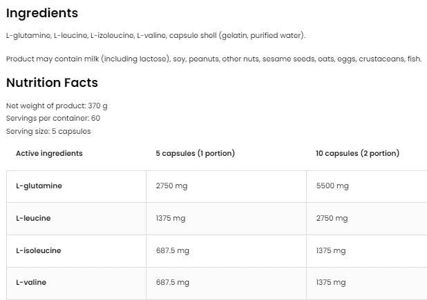 BCAA + Glutamin 5500 mg - 150 kapsula
