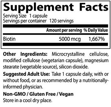 BEST Biotin 5000 mcg - 120 kapsula