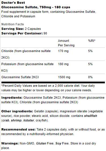 NAJBOLJI glukozamin sulfat 750 mg - 180 kapsula