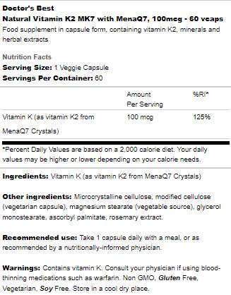 NAJBOLJI prirodni vitamin K2 MK-7 100 mcg - 60 kapsula