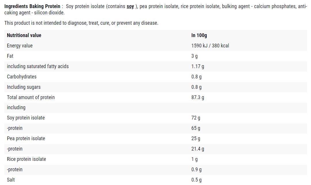 Proteini za pečenje | Visoko proteinska veganska mješavina za pečenje - 500 grama