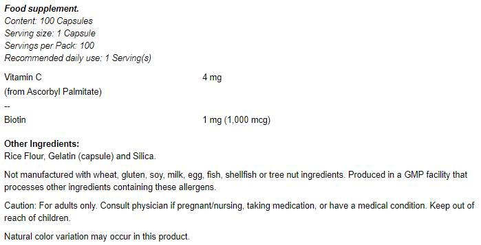 Biotin 1000 mcg - 100 kapsula