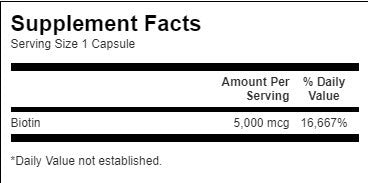Biotin 5000 mcg - 100 kapsula