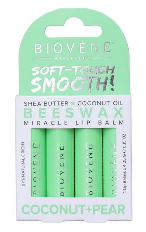 Beeswax Lip Balm - Coconut and Pear - Intensive Care - 4 pieces - Nutra Best Europe