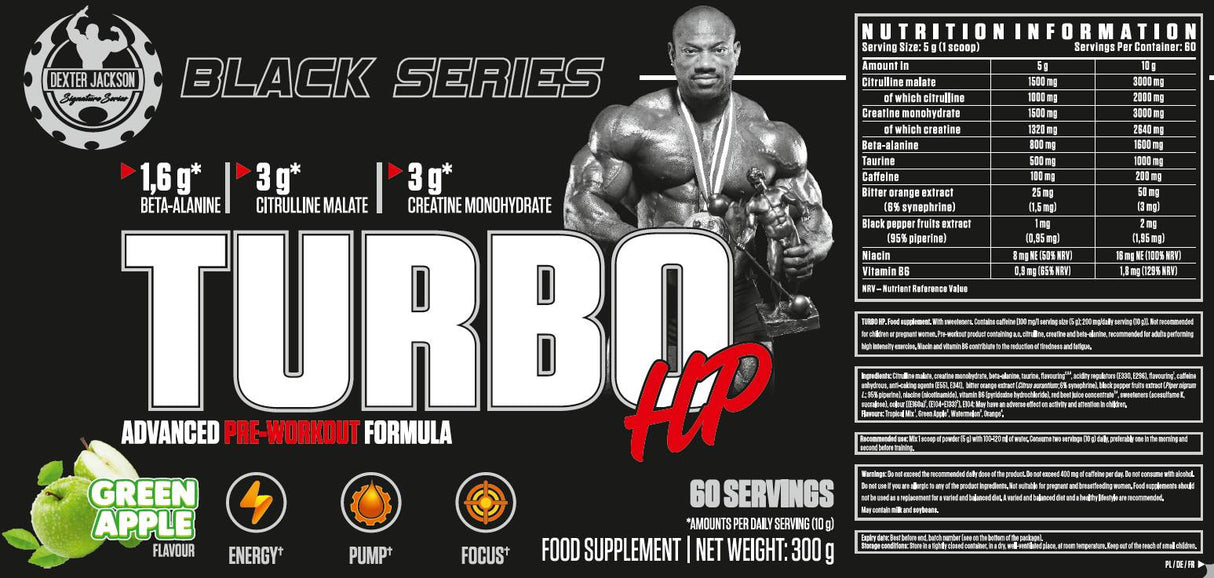 Crna serija | Turbo HP Advanced Pre-Workout Formula - 300 grama