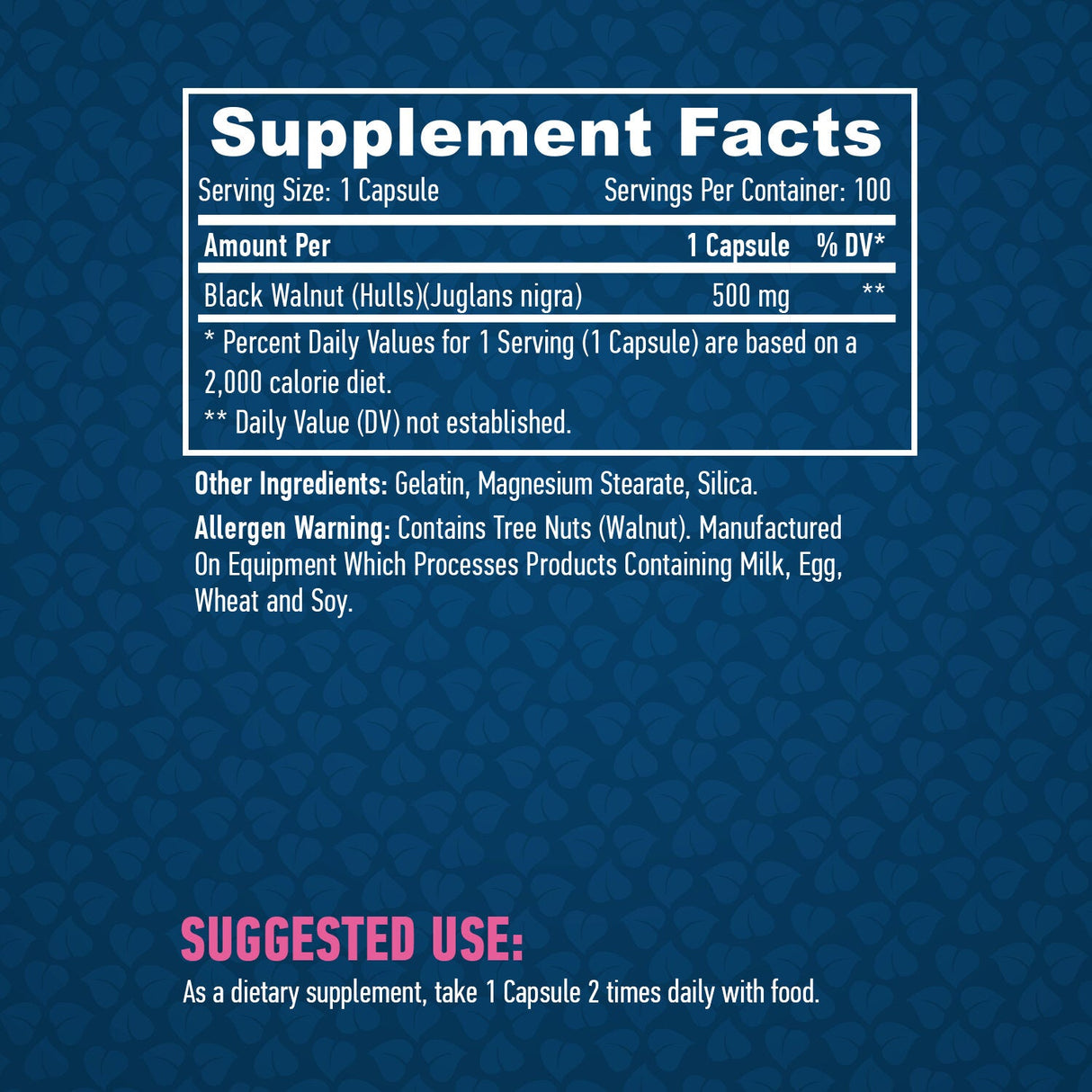 Ljuske crnog oraha 500 mg./100 kaps.