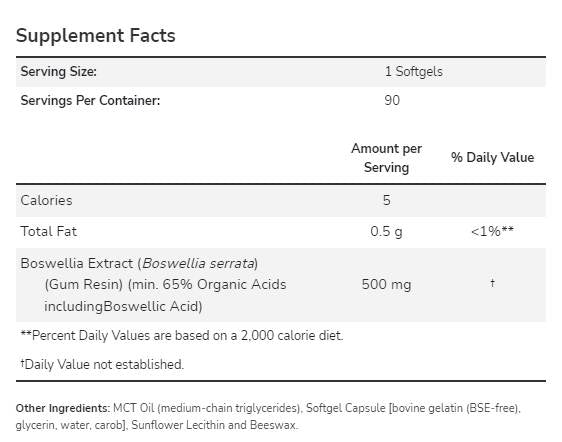 Ekstrakt bosvelije 500 mg - 90 gel kapsula