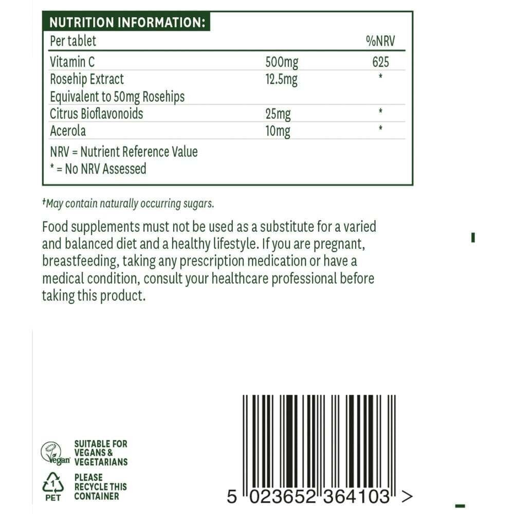 Vitamin C sa šipkom, bioflavonoidima i acerolom (Vitamin C za žvakanje) 500 mg 100 tableta za žvakanje NaturesAid