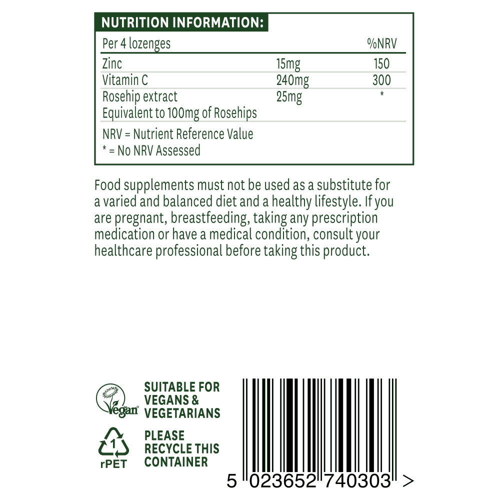 Cink + vitamin C (Zinc + Vitamin C) 30 pastila NaturesAid