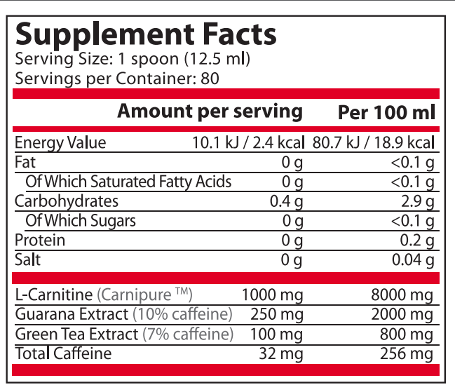 <tc>Pure Nutrition</tc> - CARNI MAX TEKUĆINA s GUARANOM i ZELENIM ČAJEM - 1000 ML