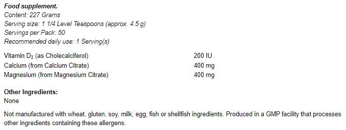 Kalcij & Magnezijev citrat u prahu s vitaminom D3 - 227 grama