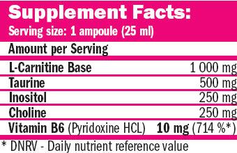 CarniSlim ® Lipotropic 25 ml./20 ampera - 0,500 kg