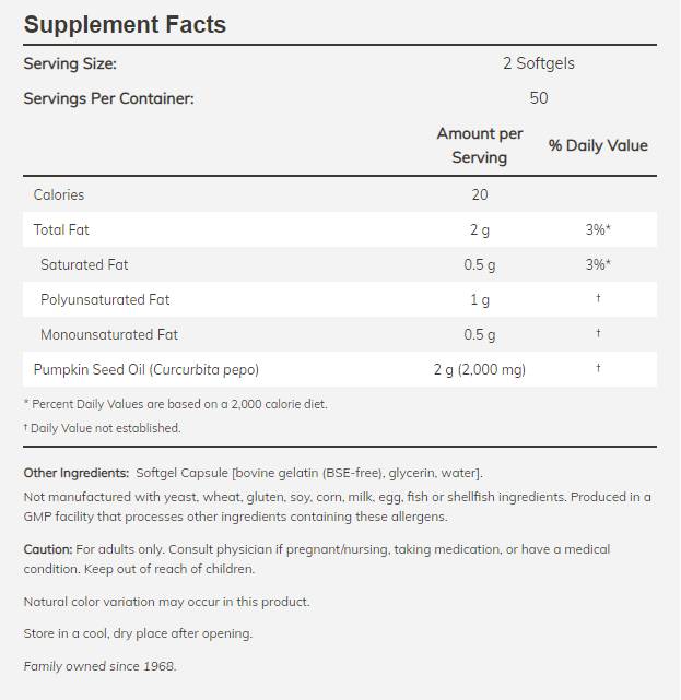 Ulje sjemenki bundeve 1000 mg - 200 gel kapsula