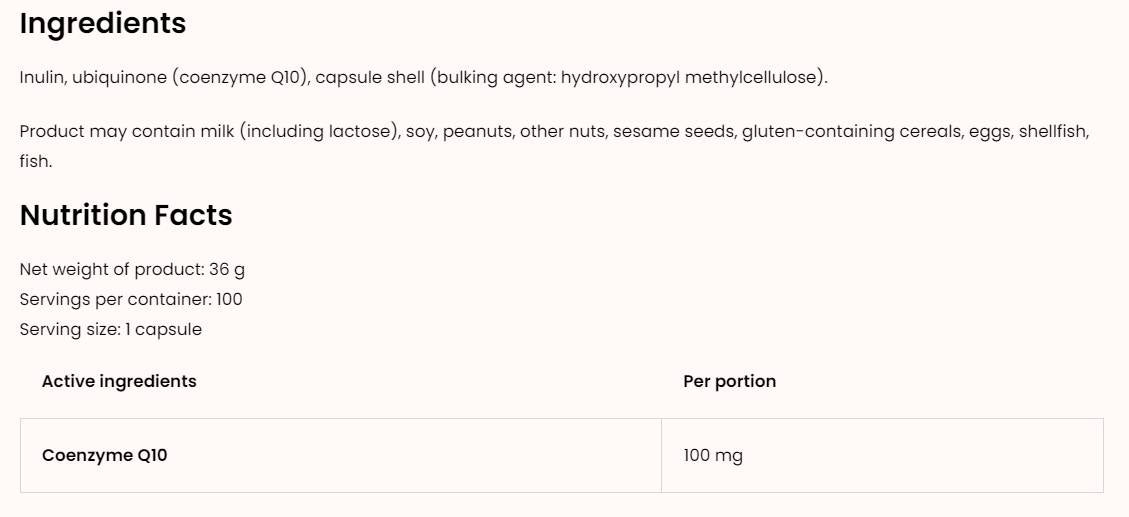 CoQ10/Ubichinon 100 mg 100 kapsula