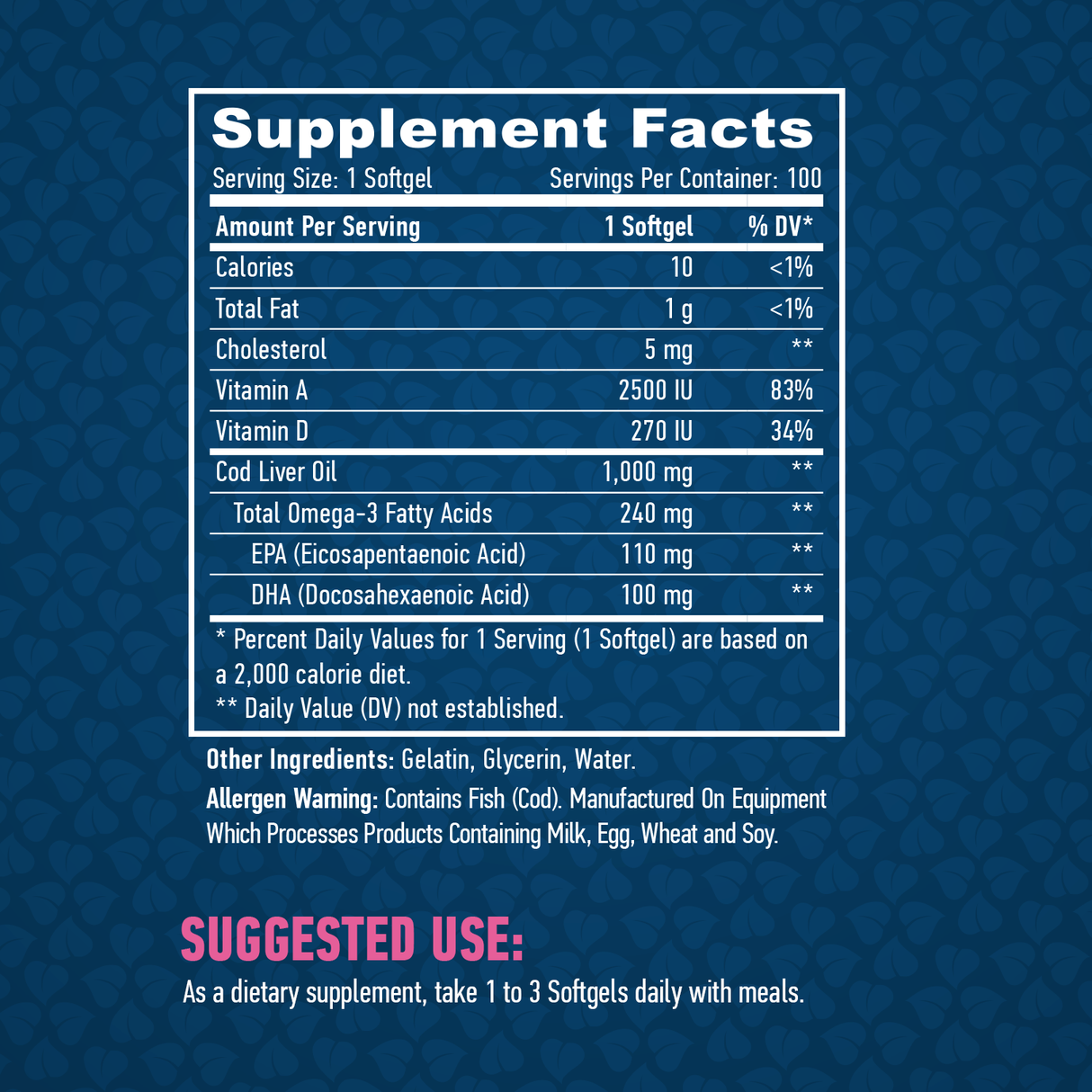 Ulje jetre bakalara 1000 mg./100 mekih gelova