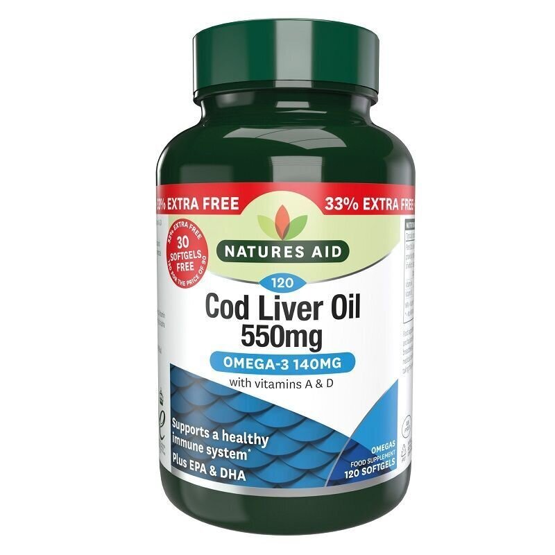 Ulje jetre bakalara 550 mg 120 mekih gelova NaturesAid