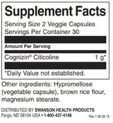 Cognizin Citicoline 500 mg/60 Vcaps - 0