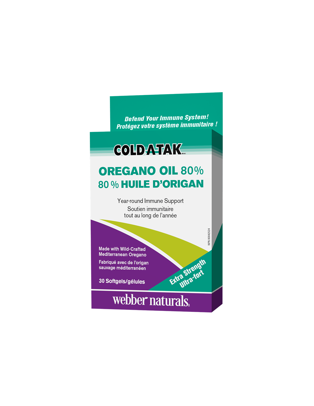 Cold-A-Tak® Origano Oil Extra Strength/Origano (ulje/80% karvakrol), 180 mg, 30 mekih kapsula