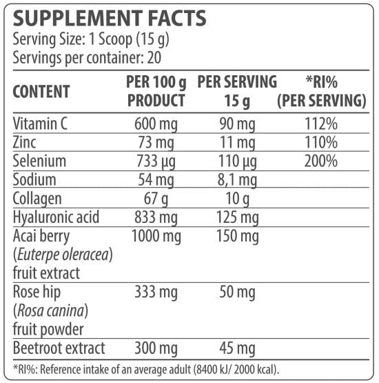 Kolagen kompleks | s hijaluronskom kiselinom & Acai bobice - 300 grama