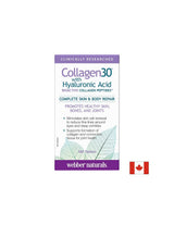 Collagen30® s hijaluronskom kiselinom/Kolagen (bioaktivni kolageni peptidi) s hijaluronskom kiselinom, 180 tableta <tc>Webber Naturals</tc>