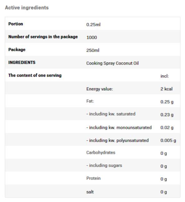 Sprej za kuhanje - kokosovo ulje - 250 ml