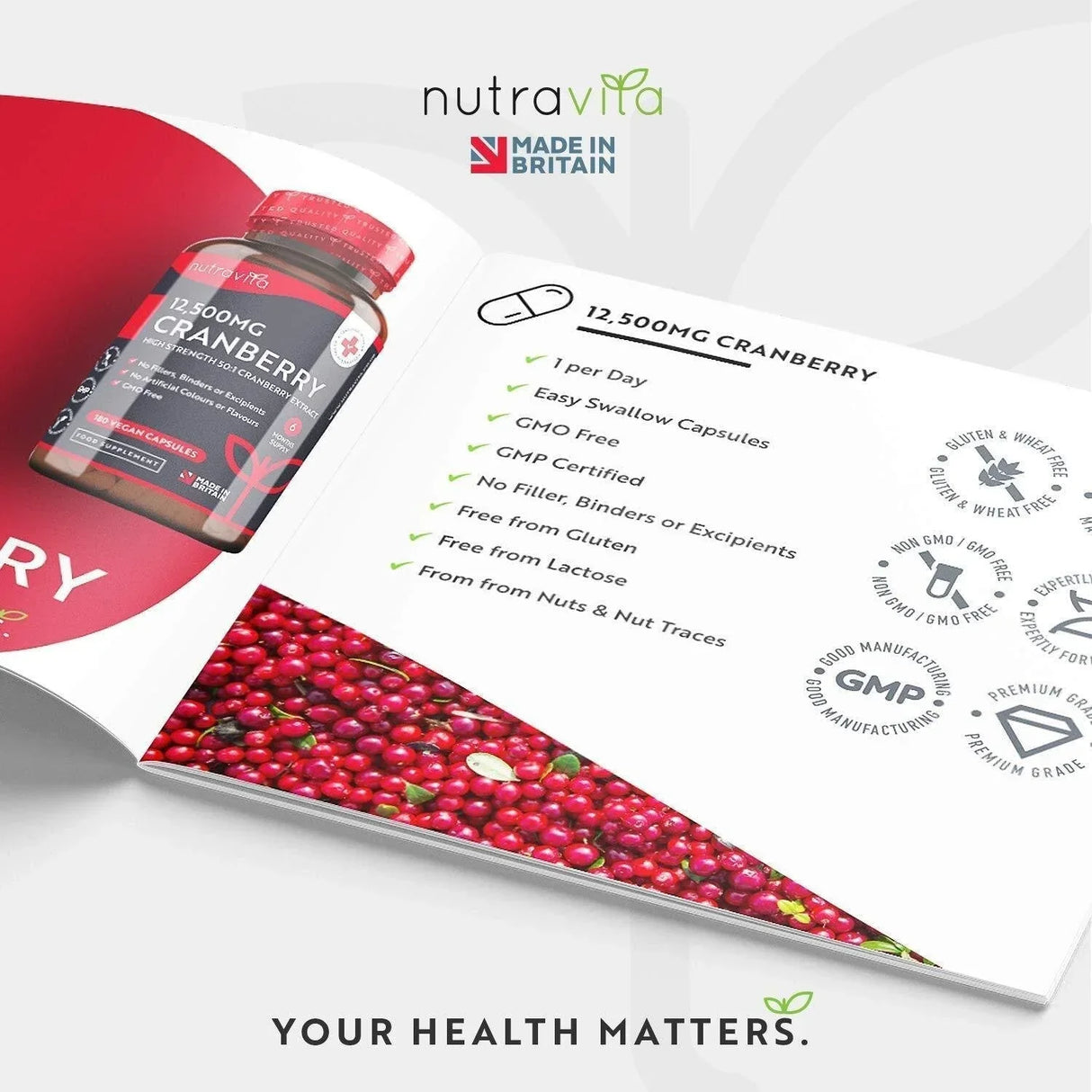 Brusnica - Red Cranberry 12500 mg 180 veganskih kapsula