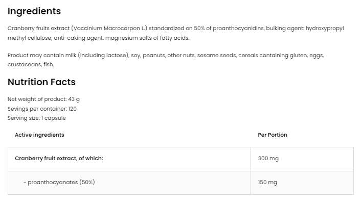 Ekstrakt brusnice 300 mg | Vege 120 kapsula