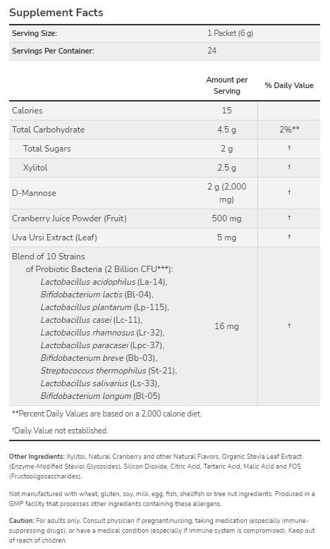 Manoza brusnica + probiotici | Za žene u pokretu - 24 x 6 grama