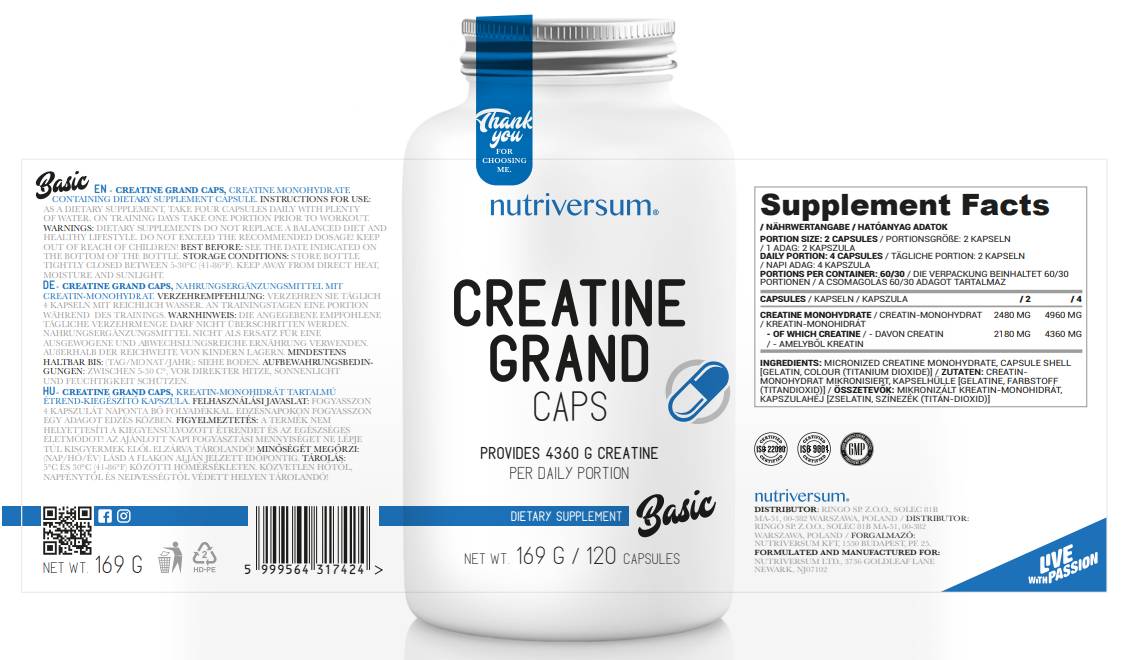 Creatine Grand Caps | Kreatin monohidrat 120 kapsula