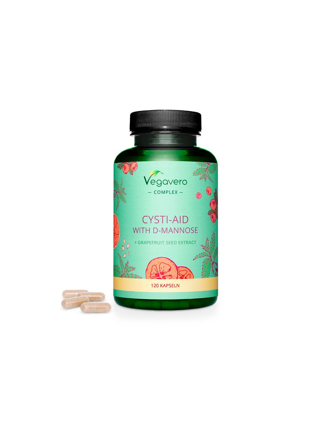 Cysti-Aid s D-manozom + ekstraktom sjemenki grejpa - Formula s D-manozom i ekstraktom sjemenki grejpa, 120 kapsula <tc>Vegavero</tc>