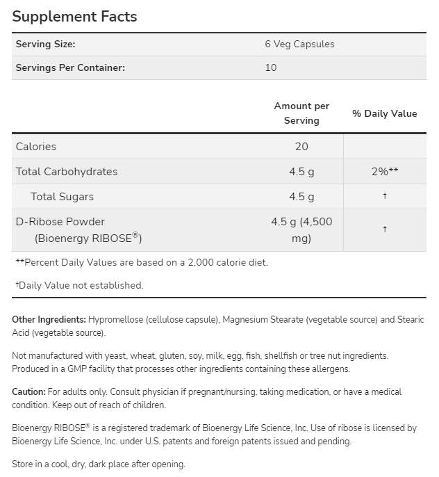 D-riboza 750 mg - 120 kapsula