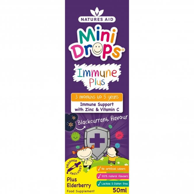 Formula za imunitet sa bazgom kapi za djecu (Mini Drops Immune Plus) 50ml NaturesAid