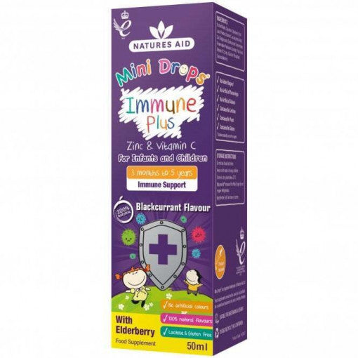 Formula za imunitet sa bazgom kapi za djecu (Mini Drops Immune Plus) 50ml NaturesAid