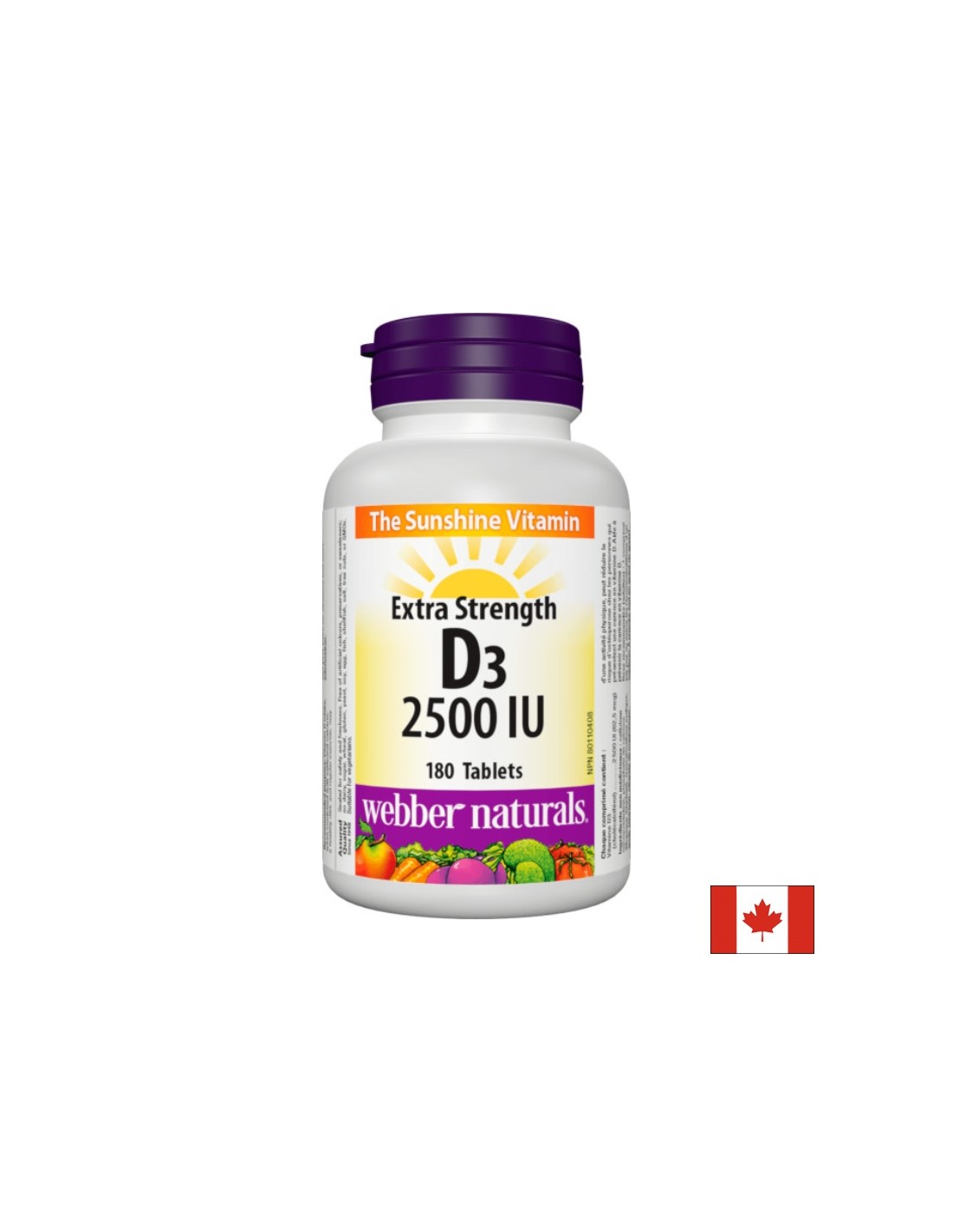 Zdrave kosti i snažan imunitet - Vitamin D3 2500 IU, 180 tableta <tc>Webber Naturals</tc>