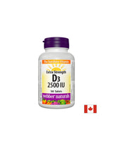 Zdrave kosti i snažan imunitet - Vitamin D3 2500 IU, 180 tableta <tc>Webber Naturals</tc>