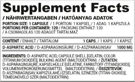 DAA Tamno | D-asparaginska kiselina 1000 mg 120 kapsula