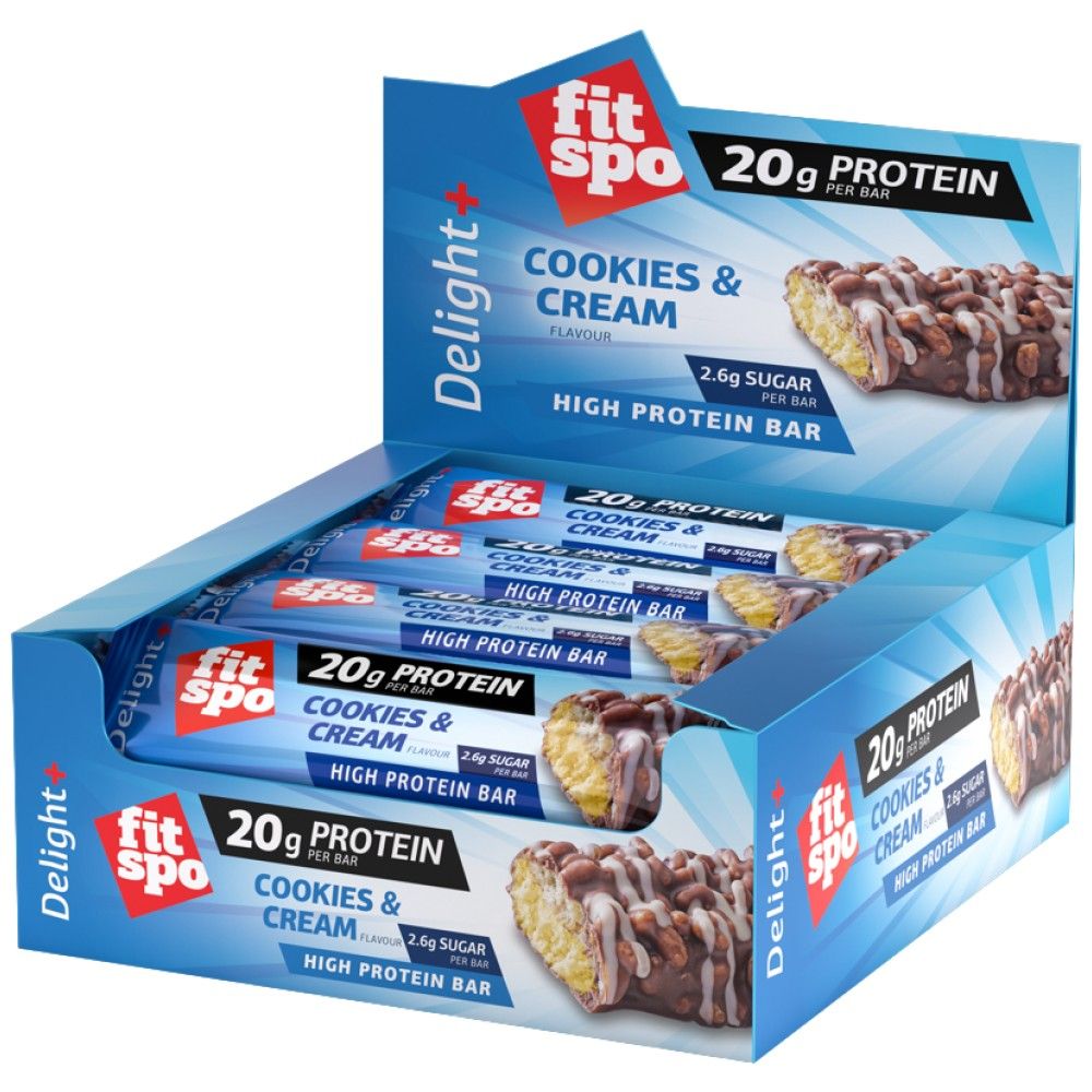 Delight+ Proteinska pločica Keksi i krema - 12 x 60 grama