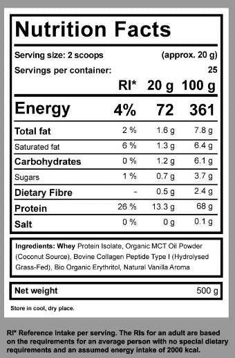 Diet Keto Shake | s MCT-om, kolagenom & WPI - 500 grama