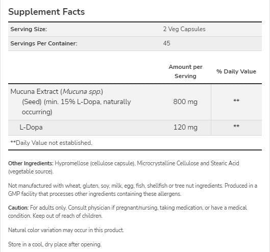 Dopa Mucuna [180 kapsula, 90 obroka]
